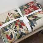Pottery Barn Winter Wreath Reversible King Quilt Handcrafted Christmas Bedding