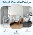 Bedside Commode Chair 3 In 1 Raised Toilet Seat Safety Frame 350 Lbs Silver