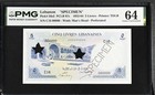 Lebanon  Specimen  1952-64 Pick  56s2  5 Livres And Pick 60s2 100 Livres Pmg 64