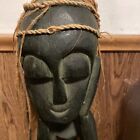 African Tribal Art Hand Carved Wooden Figure Vtg Set  20    Tall Lightweight Wood
