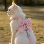 Cute Bowknot Cat Harness And Leash Adjustable Pet Harness With Traction Rope For