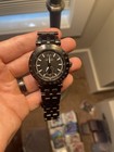 Versace Quartz Chronograph Tachymeter Date 45mm Black Ss Watch W  Box Papers