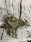 Antique Ornate Brass Inkwell With Glass Insert Pen Holder   Pen Victorian Style