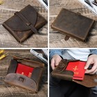 Leather Bible Cover 7 Inch Crazy Horse Book Case Handmade Envelope Sleeve Brown