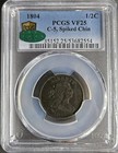 1804 Draped Bust Half Cent Pcgs Vf 25 Cac Very Fine C-5 Spiked Chin 