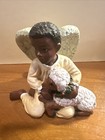 Vintage Lot 5 Black African American Figurines-3 Religious  1 Girl  1 Boy W book