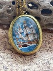 Gold Photo Nautical Beach Pirate Ship Sailor Wedding Keepsake Locket Necklace