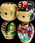 Vtg Kokeshi Nodder Dolls Wood Boy   Girl Japan Hand Painted Bobble Large 7 5   