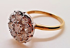 Vintage Yellow   White 10k Gold   Nine Diamond High Cluster Ring  Sz  6  3 7 Gr 