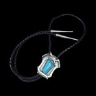 Vintage Navajo Turquoise Roadrunner Bolo Tie Slide Sterling Silver Necklace