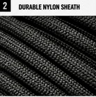 Black 550 Paracord  Nylon Rope 7 Strand Survival Camping Cord 50ft-500ft Usa