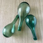 Wine Cellar Decor  3 Hand Blown Green Glass Bottles Pre-1940 Round Bottom Lrg Sm