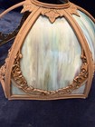 Antique Art Nouveau Slag Glass Shade  3 Curved Cotton Candy Panels With Frame