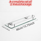 40cm  15 7inch  Stainless Steel Bathroom Shelf Glass Wall Mounted Shower Storage