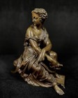 Antique 19th C  French Painted Bronze Figure  femme    L antique  By Duchoiselle