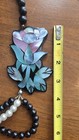 Vintage Estate Lee Sands Mother Of Pearl Inlay Necklace Side Hanging Flower