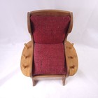 Vintage Wood Rocking Chair Pin Cushion Thread Holder Sewing Notion Drawer