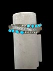 Vintage Signed Native American Sterling Silver Turquoise Cluster Cuff