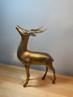 Large Brass Deer Figurine 13    Buck Made In Korea Mcm  Vintage