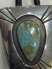 Vintage Native American Quality Turquoise Sterling Silver  925 Bolo Tie Matrix