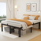 Bed Frame Queen 14 Inch Metal Platform 3500 Lbs Heavy Duty Black Round Corner