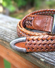 Vintage Men s Fossil Brown Braided Woven Belt Genuine Leather Size 100 40