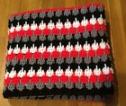 Afghan Handcrafted Crochet Red  Black  White Lap Robe Or Throw Blanket 46    X 61   