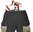 42x30 Globe Black Firefighter Turnout Pants W  Yellow Tape   Suspenders P1478