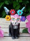Day Of The Dead Skeleton Kitty Cat   Angel Wings Handmade Clay Mexican Folk Art