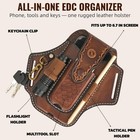 Leather Cell Phone Holster Case Multitool Sheath Flashlight Belt Pen Holder