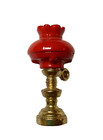 Dollhouse Lantern Vintage Light Miniature Lamp  Decor Red   Gold Tone Base