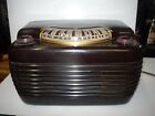 Vintage Brown Bakelite Philco Hippo Tube Radio Art Deco Model 46-420 - Hums