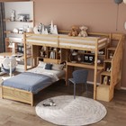 Twin Size Loft Bed With Desk Storage Compartmentsand Staircase L-shaped Bunk Bed