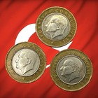 Lot Of 3 Turkey 1 Lira Coins - Bimetallic - 2000s   2010s Dates - Combined Ship