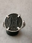 Antique Rare Sterling Silver Ring With Ancient  Antique Imperial Coin Us-8 75