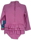 Coolibar Upf 50  Girls Size 2t Pink Ruffle Kailani Swimsuit Rash Guard New