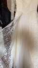 Vintage 1950s Floral Lace Wedding Dress Long Sleeve Basque Waist Pleated Tulle X