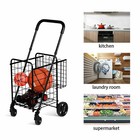 Foldable 2-basket Shopping Cart   Lightweight Utility Trolley  44 Lb