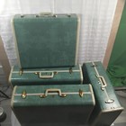 Vintage Samsonite Luggage Marbled Green 4 Piece Set Schwayder Bros With Key 1950