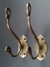 6 X Lg Solid Brass Vintage Antique Style Ornate Double Coat Hat Hooks 6   c11