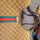 Gucci Gg Supreme Beige Monogram Web Stripe Medium Tote Gold Hardware Strap