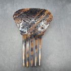 Vintage Ornate Tortoiseshell Celluloid Hair Comb Rhinestone Art Deco Victorian