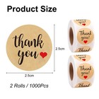 2 Rolls 1000pcs Thank You Stickers Self Adhesive Kraft Paper Label Stickers F   