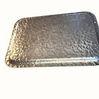 Vintage Rodney Kent Hammered Aluminum Floral Serving Tray Ornate Handles