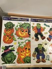 Lot Of 4 Sheets Halloween Fall Window Clings Stickers Decal Pumpkin Ghost Witch