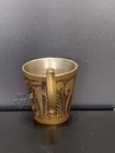 Antique Russian Silver Gilt   Niello Etched Miniature Metal Cup Collectible