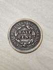1851 Braided Hair Half Cent - Us 1 2c Copper Penny Coin - Complete Appearance--