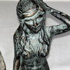 Vintage Cast Iron Mermaid Sculpture Kneeling Blue Green Statue Outdoor Garden