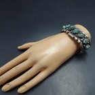 1930s Heavy Old Chisel Stamped Ingot Silver Turquoise Cuff Bracelet Vintage Pawn