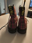 Vintage Dr  Martens Vegan Tartan Plaid Lace-up Ankle Combat Boots Men   s Us 8
